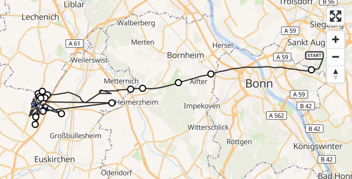 Flugroute Polizeihubschrauber Sankt Augustin - Zülpich, 12 Oktober 2026, 14:34