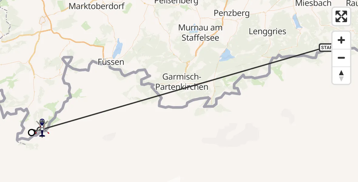 Flugroute Polizeihubschrauber Schliersee - Oberstdorf, 12 Oktober 2026, 14:34