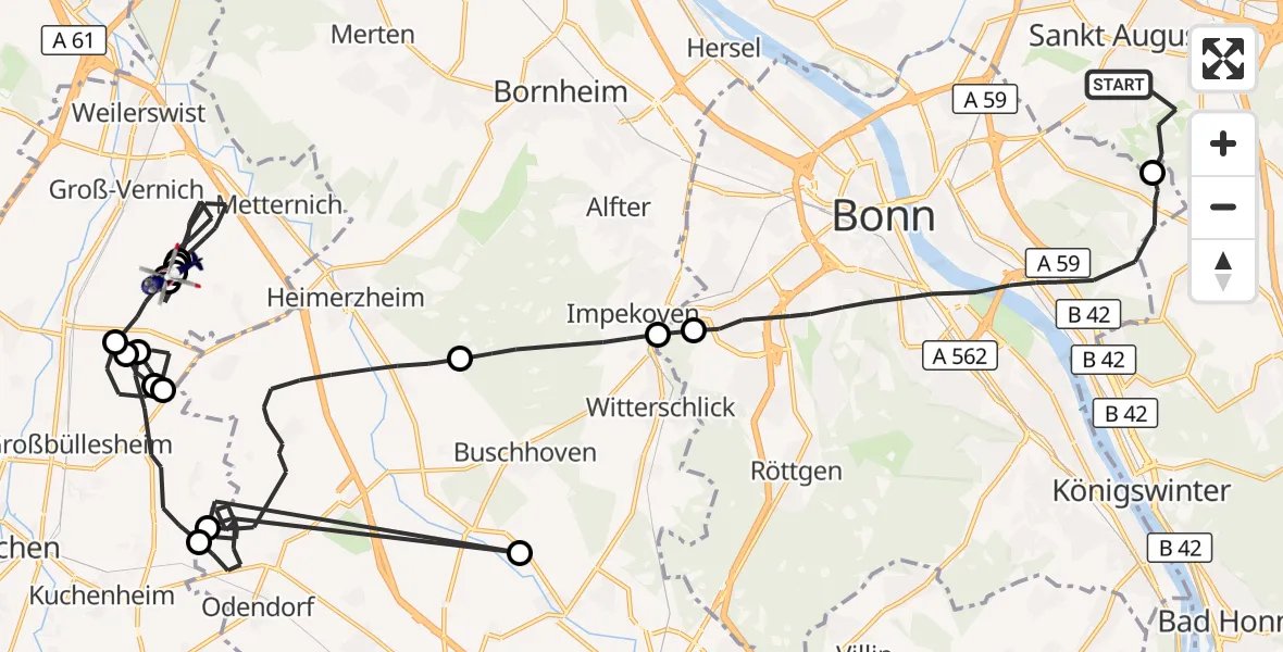 Flugroute Polizeihubschrauber Sankt Augustin - Weilerswist UL, 12 Oktober 2026, 14:43