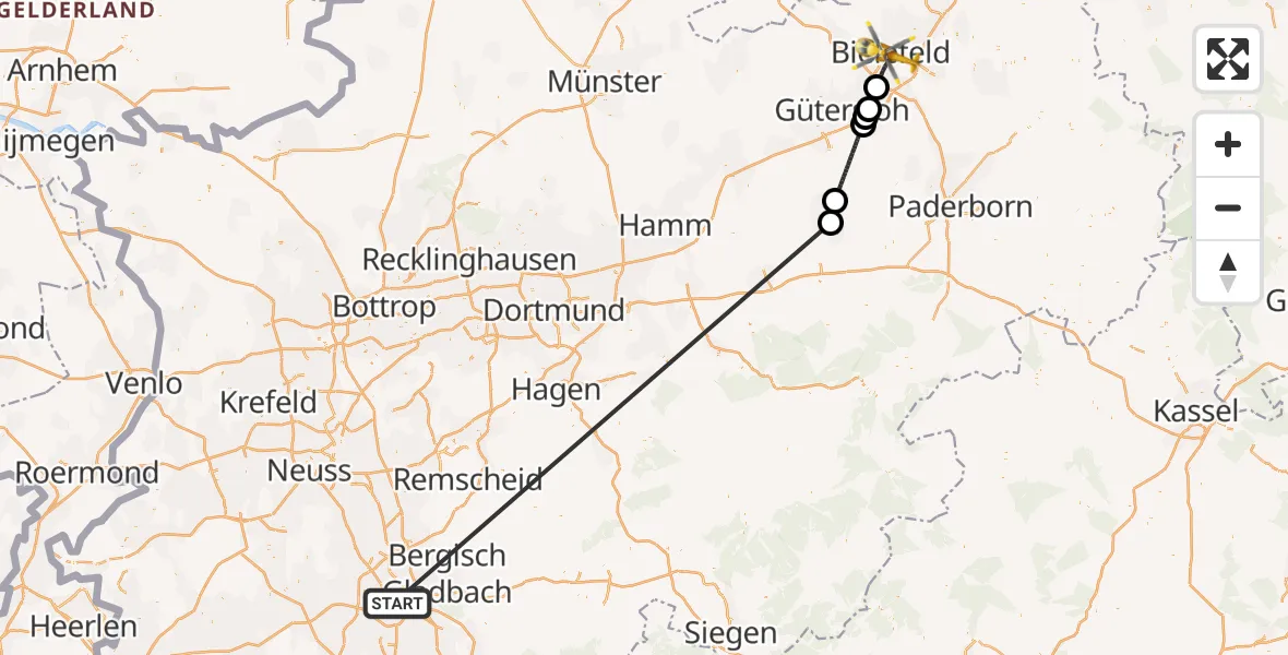 Flugroute Rettungshubschrauber Köln - Bielefeld, 12 Oktober 2026, 14:46