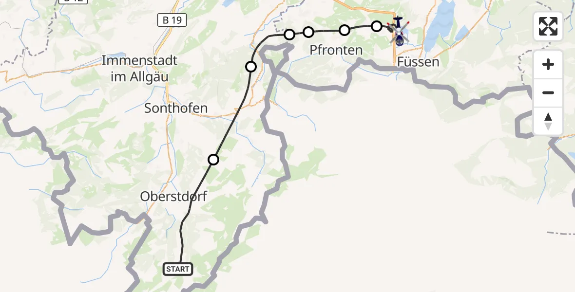 Flugroute Polizeihubschrauber Oberstdorf - Füssen, 12 Oktober 2026, 14:53