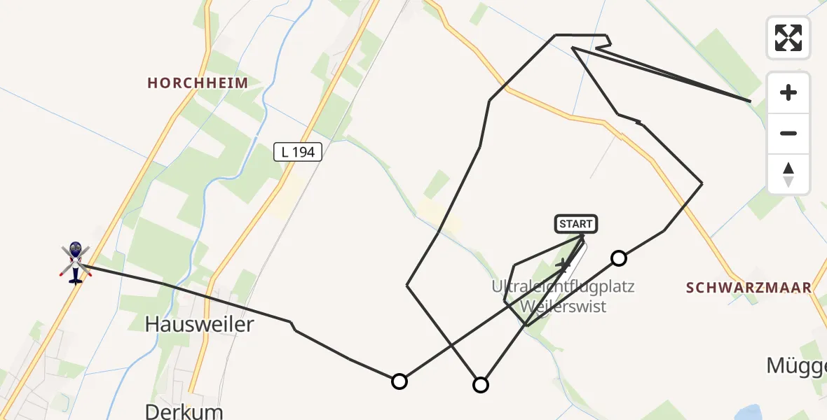 Flugroute Polizeihubschrauber Weilerswist UL - Weilerswist, 12 Oktober 2026, 15:21