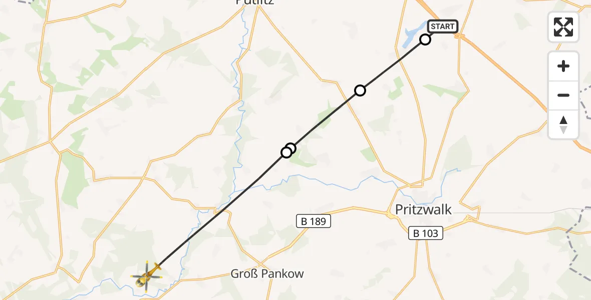 Flugroute Rettungshubschrauber Gerdshagen - Groß Pankow (Prignitz), 12 Oktober 2026, 15:35