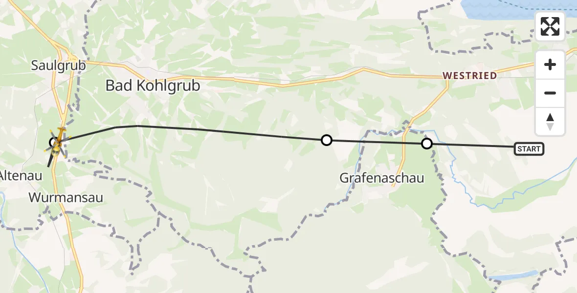 Flugroute Rettungshubschrauber Murnau a.Staffelsee - Saulgrub, 12 Oktober 2026, 16:14