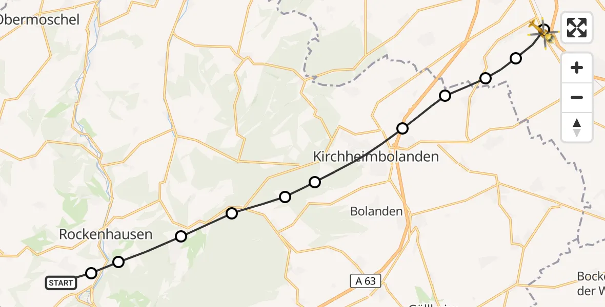 Flugroute Rettungshubschrauber Imsweiler UL - Kettenheim, 12 Oktober 2026, 16:21