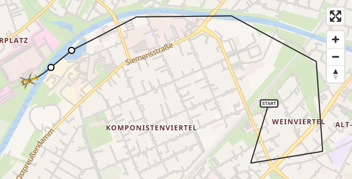 Flugroute Rettungshubschrauber Berlin - Charité Clinic Benjamin Franklin Campus, 12 Oktober 2026, 16:31