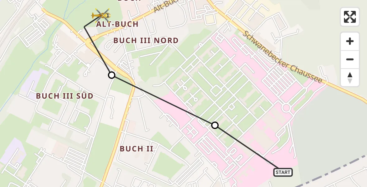 Flugroute Rettungshubschrauber Helios Clinic Berlin-Buch - Berlin, 12 Oktober 2026, 16:32