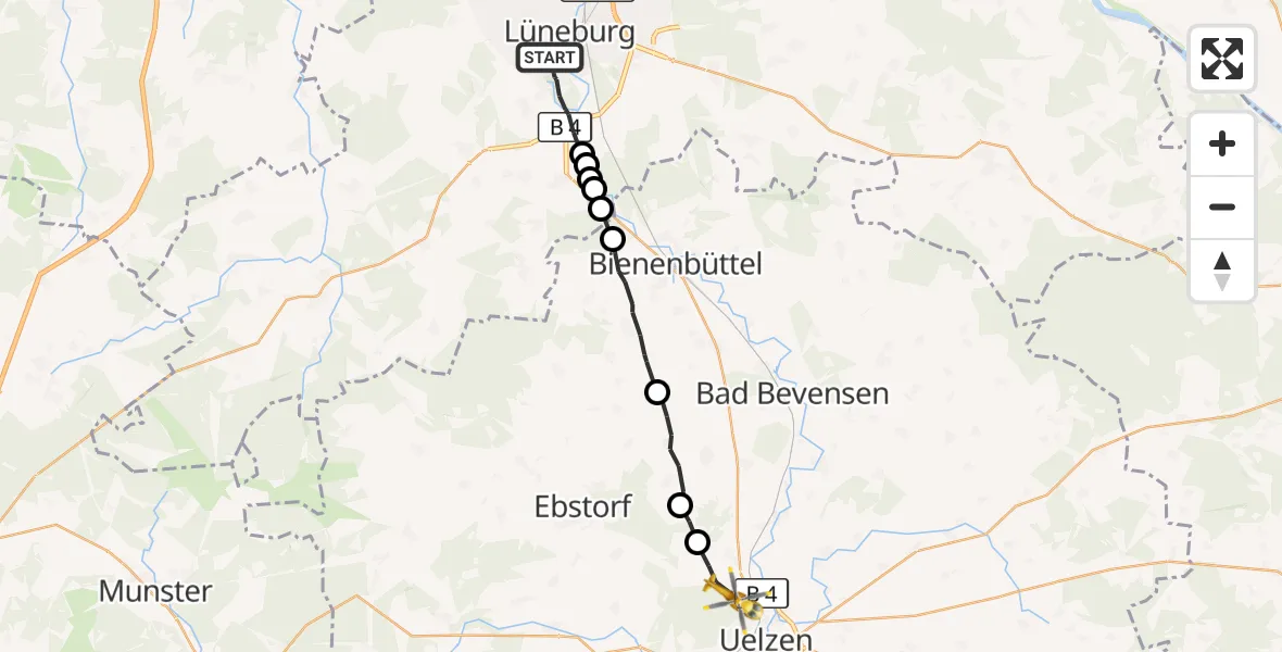 Flugroute Rettungshubschrauber Lüneburg - Uelzen, 12 Oktober 2026, 17:29