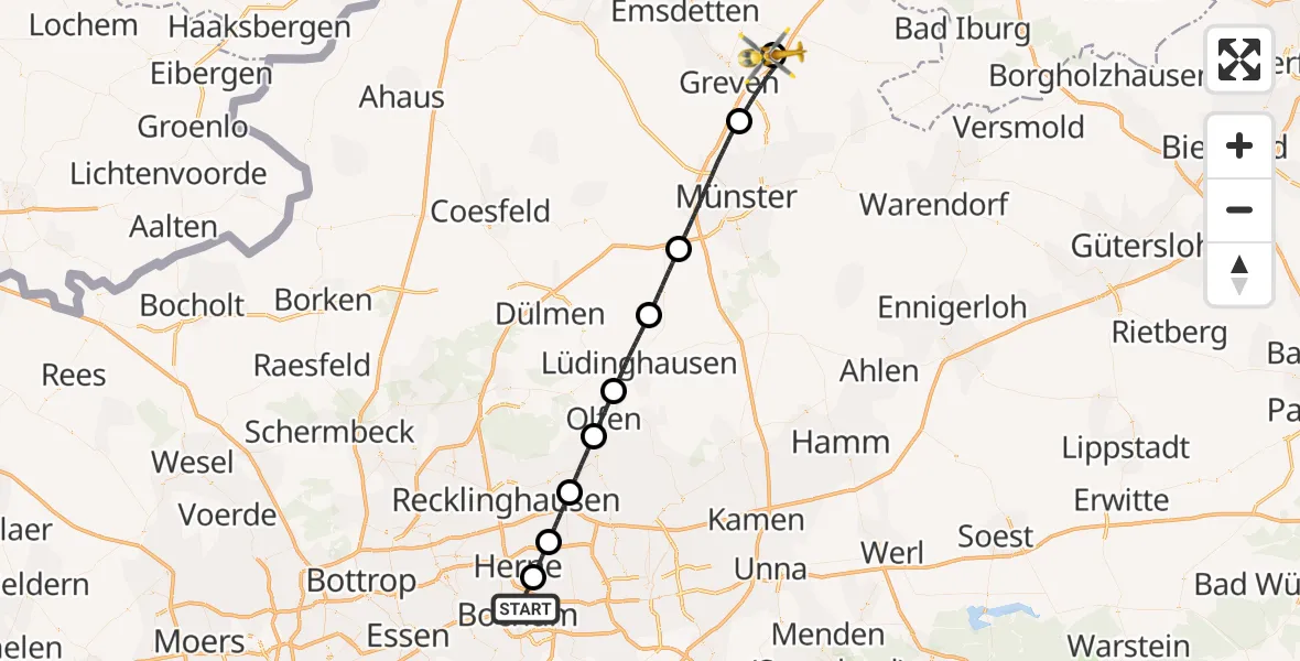 Flugroute Ambulanzhubschrauber Bochum - Christoph  Westfalen-ADAC, 12 Oktober 2026, 17:37