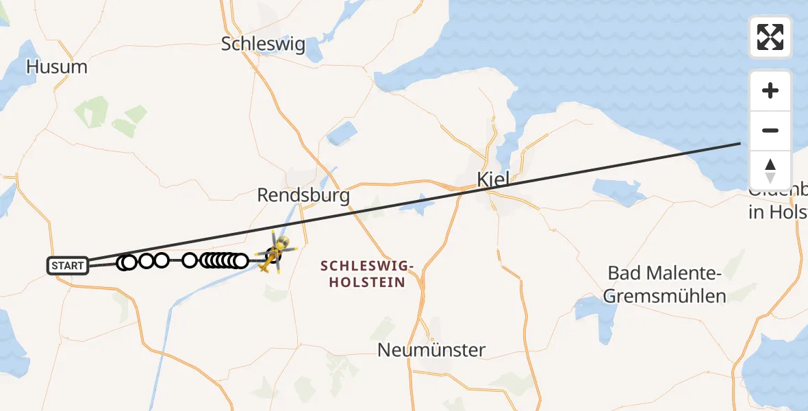 Flugroute Ambulanzhubschrauber Heide - Hörsten, 13 Oktober 2026, 04:17
