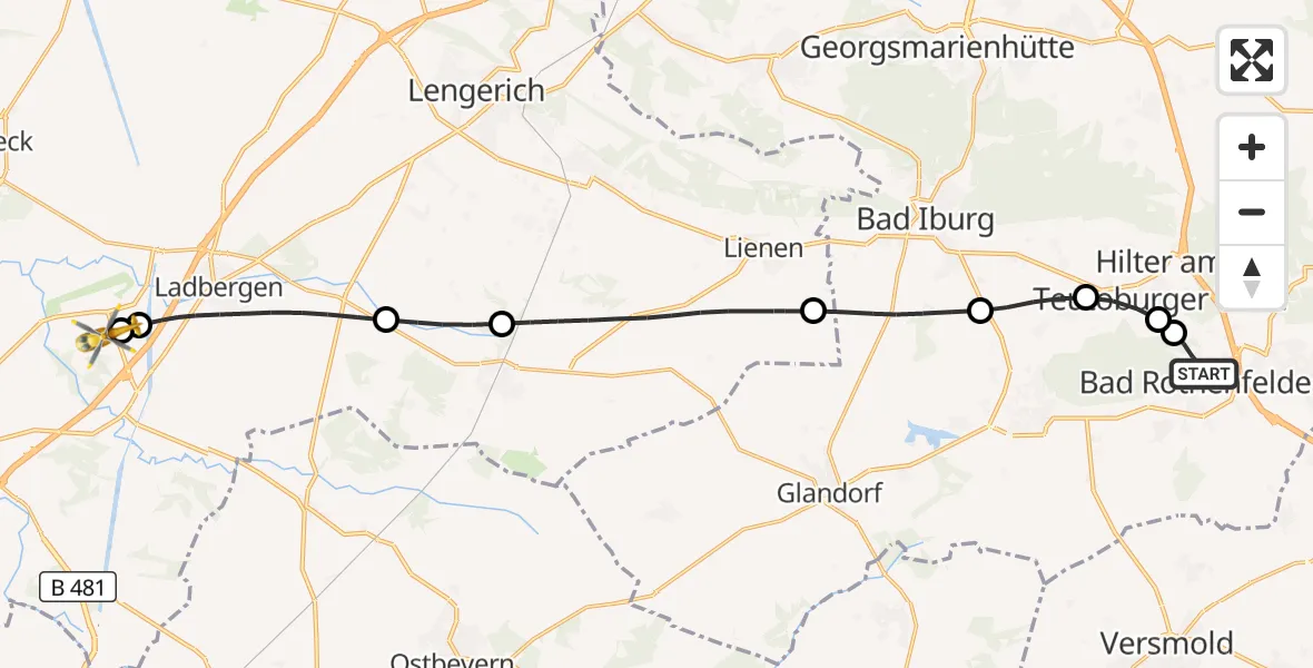 Flugroute Ambulanzhubschrauber Bad Rothenfelde - Christoph  Westfalen-ADAC, 13 Oktober 2026, 04:46