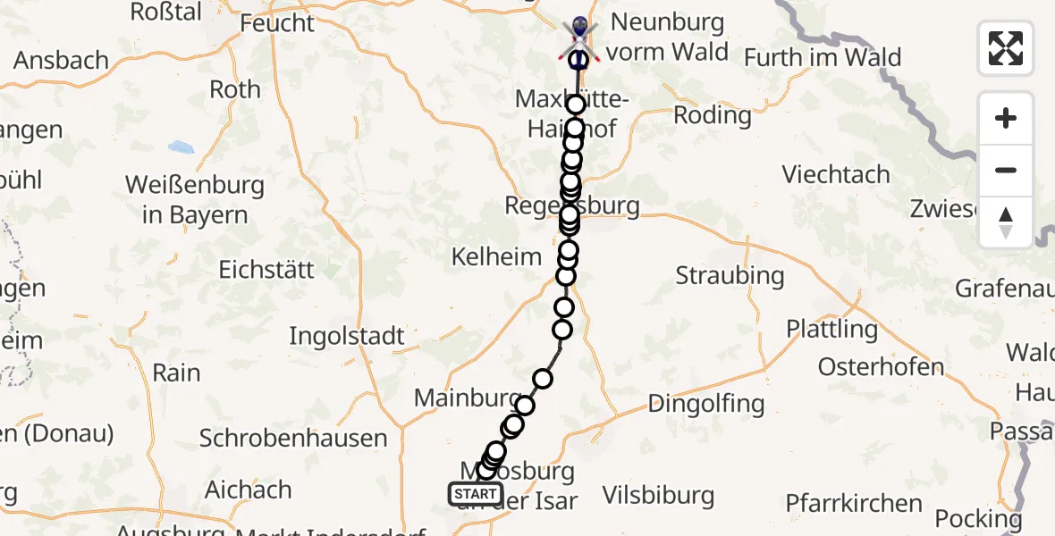Flugroute Polizeihubschrauber Haag a.d.Amper - Schwandorf, 13 Oktober 2026, 06:26