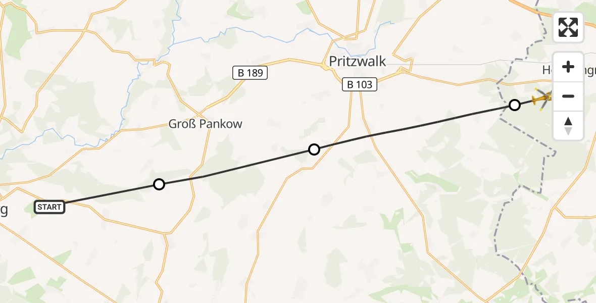 Flugroute Rettungshubschrauber Perleberg - Heiligengrabe, 13 Oktober 2026, 07:12