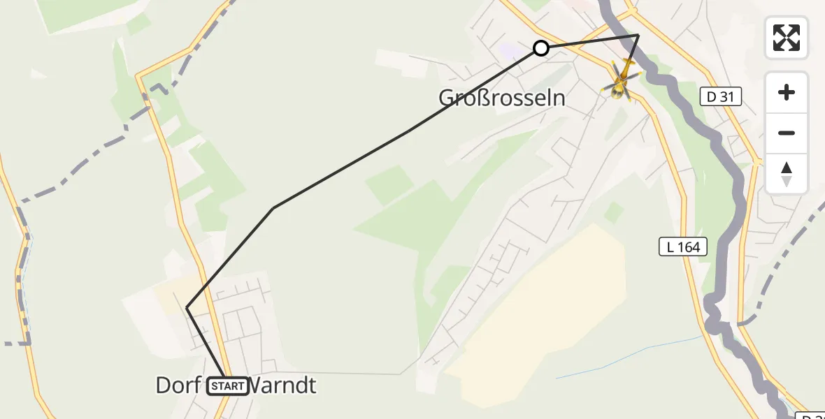 Flugroute Rettungshubschrauber Großrosseln - Petite-Rosselle, 13 Oktober 2026, 07:16
