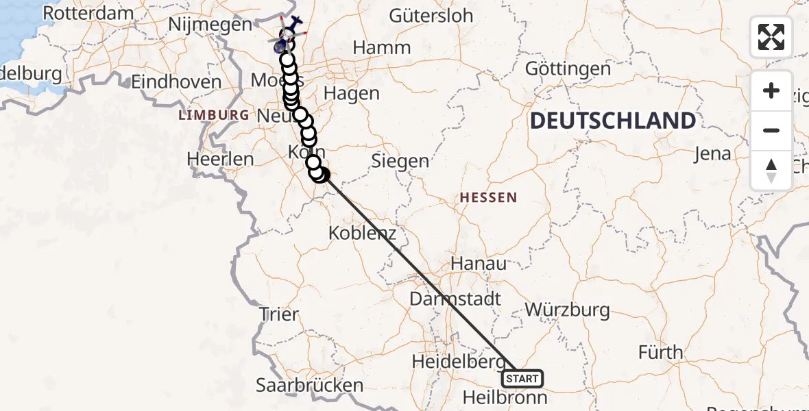 Flugroute Polizeihubschrauber Hardthausen am Kocher - Rhede, 13 Oktober 2026, 07:21