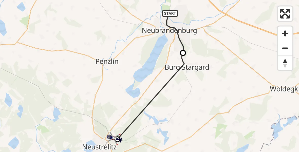 Flugroute Polizeihubschrauber Neubrandenburg - Neustrelitz, 13 Oktober 2026, 07:24
