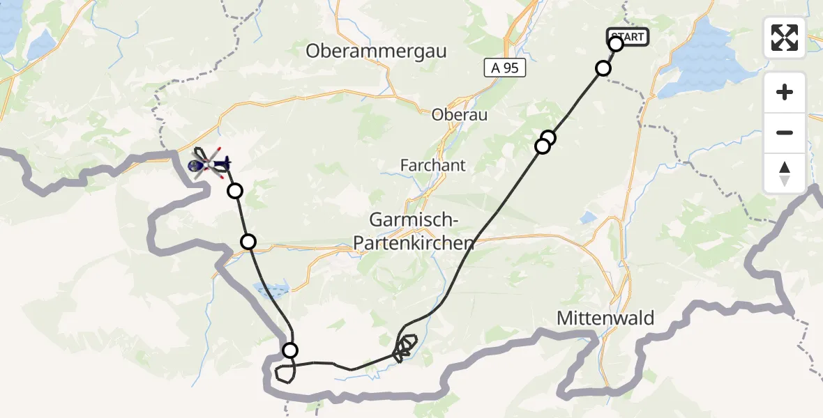 Flugroute Polizeihubschrauber Ohlstadt - Ettaler Forst, 13 Oktober 2026, 08:00