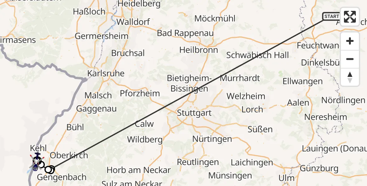 Flugroute Polizeihubschrauber Colmberg - Neuried, 13 Oktober 2026, 08:29