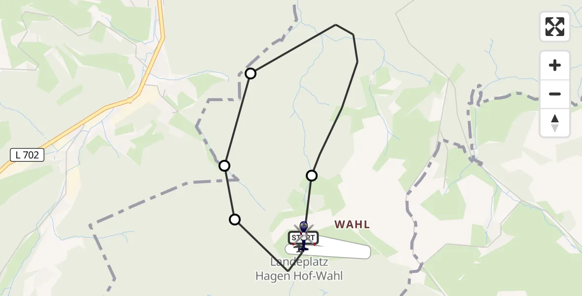 Flugroute Polizeihubschrauber Hagen-Hof-Wahl Flugplatz - Hagen-Hof-Wahl Flugplatz, 13 Oktober 2026, 09:26