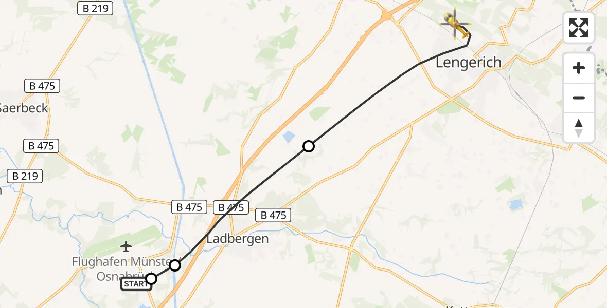 Flugroute Ambulanzhubschrauber Christoph  Westfalen-ADAC - Lengerich, 13 Oktober 2026, 09:49