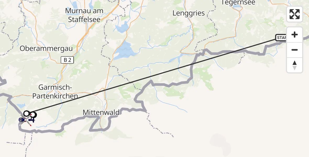 Flugroute Polizeihubschrauber Schliersee - Grainau, 13 Oktober 2026, 09:53