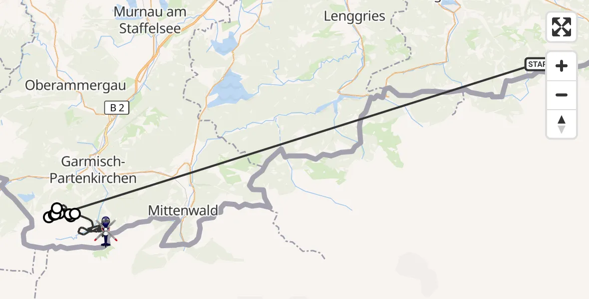 Flugroute Polizeihubschrauber Schliersee - Garmisch-Partenkirchen, 13 Oktober 2026, 10:01