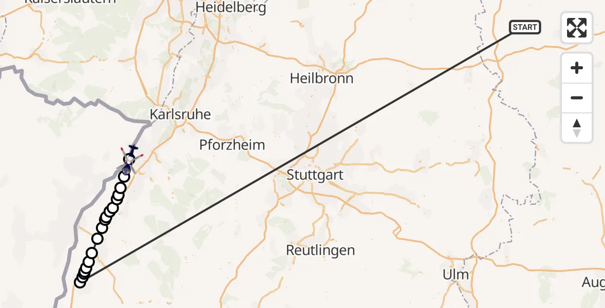 Flugroute Polizeihubschrauber Colmberg - Iffezheim, 13 Oktober 2026, 10:48