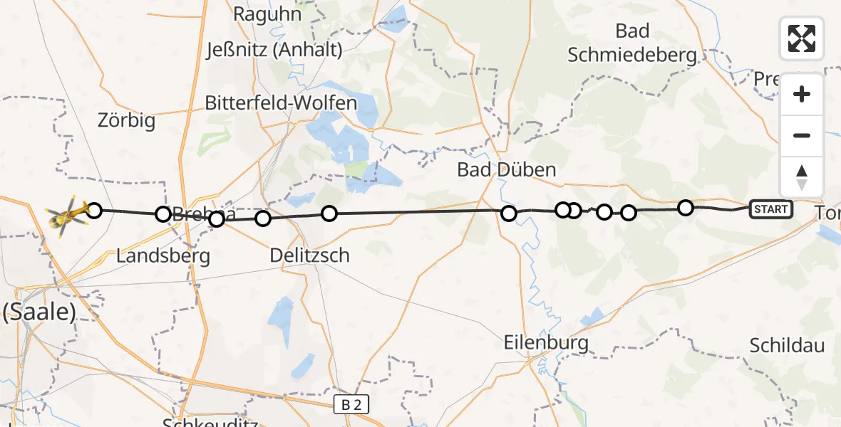 Flugroute Rettungshubschrauber Dreiheide - Landsberg, 13 Oktober 2026, 10:54