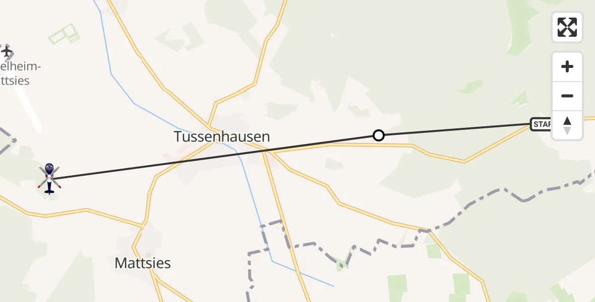 Flugroute Polizeihubschrauber Ettringen - Tussenhausen, 13 Oktober 2026, 11:10