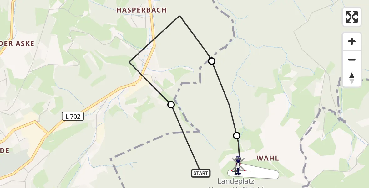 Flugroute Polizeihubschrauber Hagen - Hagen-Hof-Wahl Flugplatz, 13 Oktober 2026, 11:15