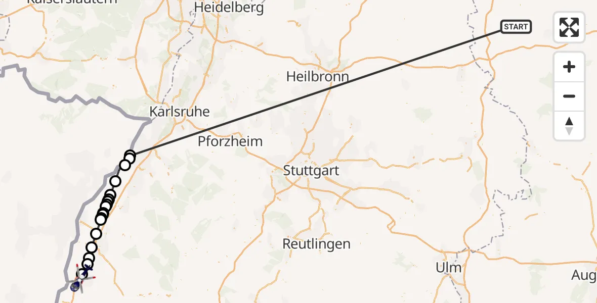 Flugroute Polizeihubschrauber Colmberg - Lahr Flughafen, 13 Oktober 2026, 11:35