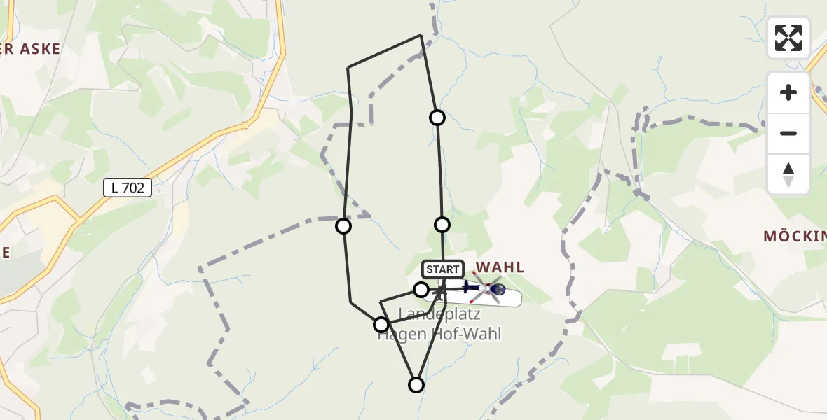 Flugroute Polizeihubschrauber Hagen-Hof-Wahl Flugplatz - Hagen-Hof-Wahl Flugplatz, 13 Oktober 2026, 11:50
