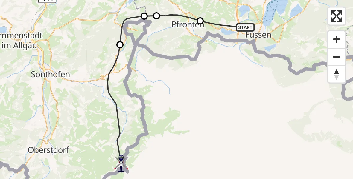 Flugroute Polizeihubschrauber Füssen - Bad Hindelang, 13 Oktober 2026, 11:51