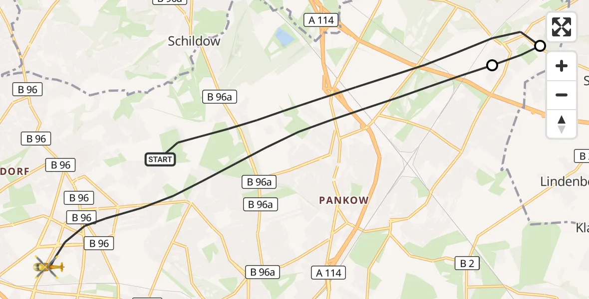 Flugroute Rettungshubschrauber Berlin - Berlin, 13 Oktober 2026, 11:54