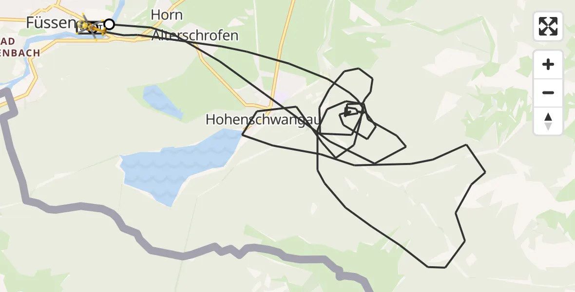 Flugroute Rettungshubschrauber Füssen - Füssen, 13 Oktober 2026, 12:20