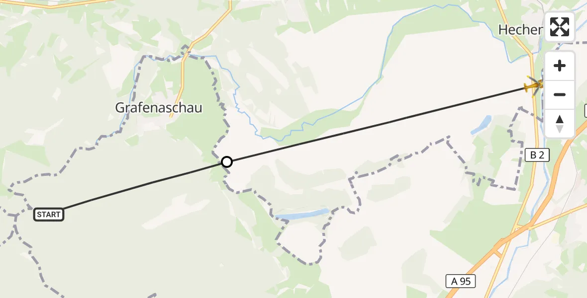 Flugroute Rettungshubschrauber Schwaigen - Murnau a.Staffelsee, 13 Oktober 2026, 12:40
