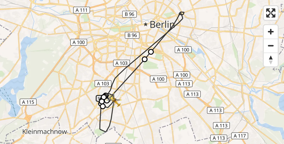 Flugroute Rettungshubschrauber Charité Clinic Benjamin Franklin Campus - Berlin, 13 Oktober 2026, 13:13