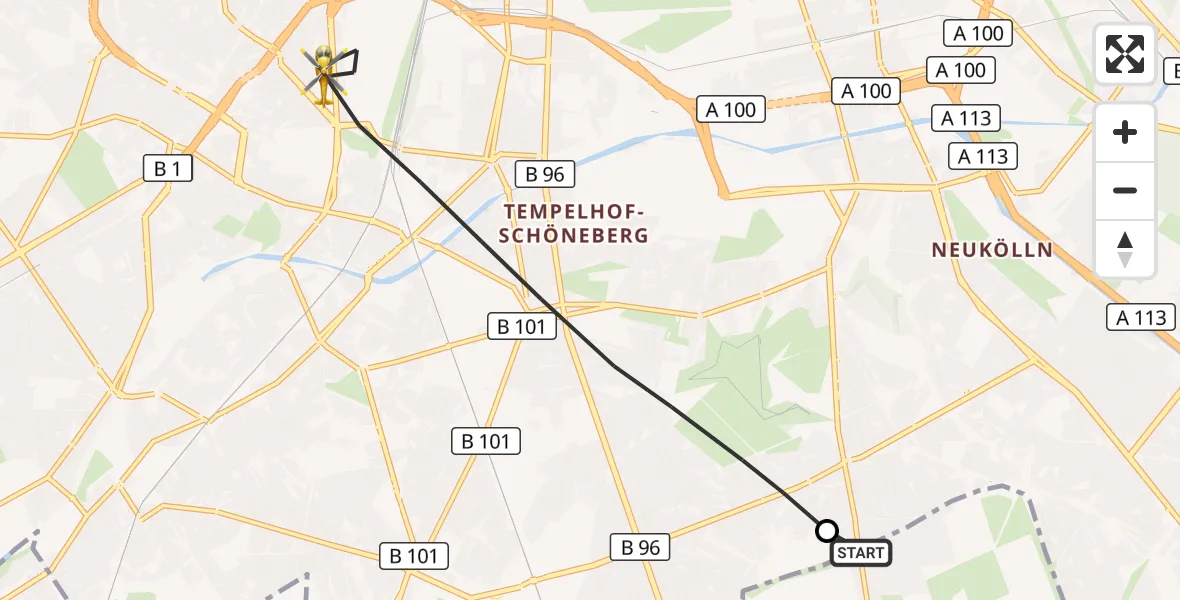 Flugroute Rettungshubschrauber Schönefeld - Berlin, 13 Oktober 2026, 15:15