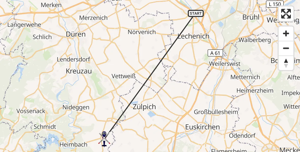 Flugroute Polizeihubschrauber Erftstadt - Heimbach, 13 Oktober 2026, 15:25
