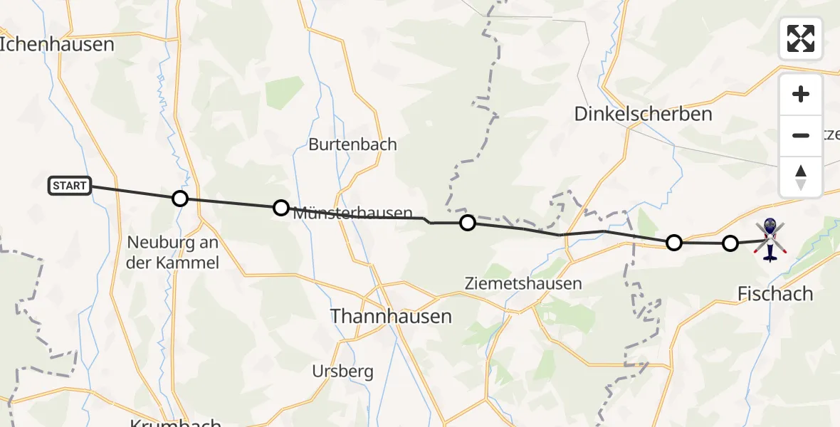 Flugroute Polizeihubschrauber Ellzee - Fischach, 13 Oktober 2026, 15:41
