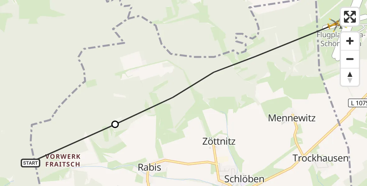 Flugroute Rettungshubschrauber Jena - Jena-Schöngleina Flugplatz, 13 Oktober 2026, 15:59