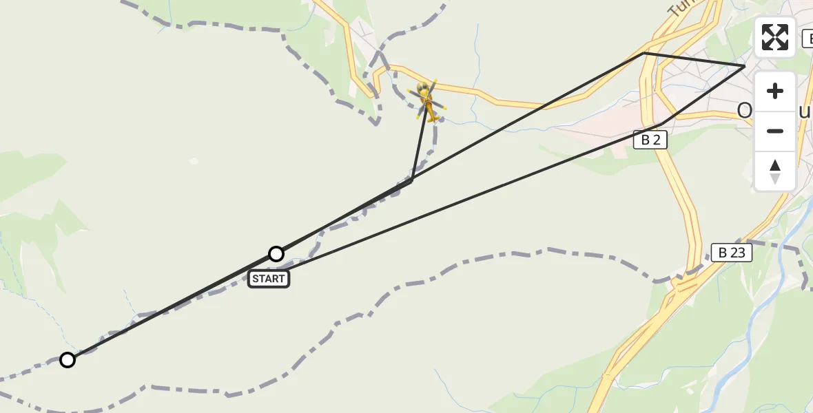 Flugroute Rettungshubschrauber Oberau - Oberau, 13 Oktober 2026, 16:12