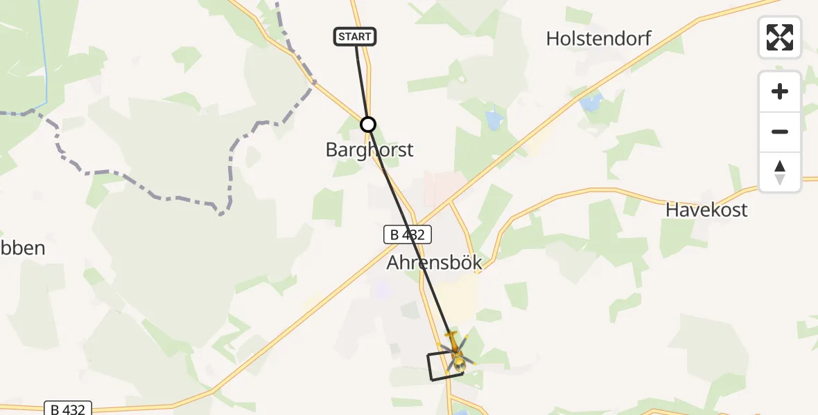 Flugroute Rettungshubschrauber Christoph 12 Luftrettungszentrum - Ahrensbök, 13 Oktober 2026, 16:21