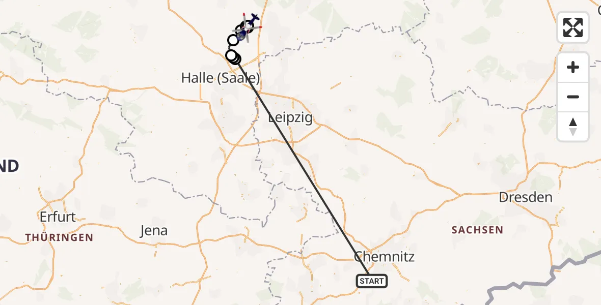 Flugroute Polizeihubschrauber Jahnsdorf/Erzgeb. - Zörbig, 13 Oktober 2026, 17:00