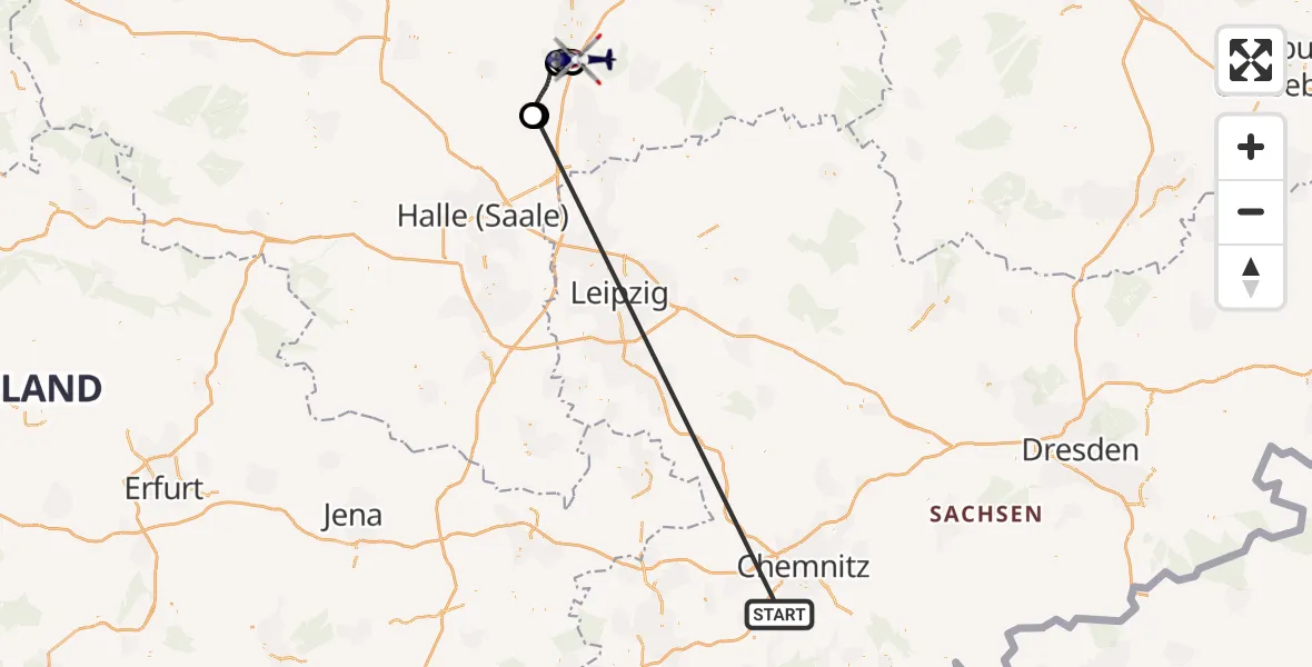 Flugroute Polizeihubschrauber Jahnsdorf/Erzgeb. - Raguhn-Jeßnitz, 13 Oktober 2026, 17:12