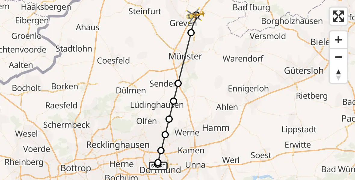 Flugroute Ambulanzhubschrauber Dortmund Hospital North - Christoph  Westfalen-ADAC, 13 Oktober 2026, 17:18