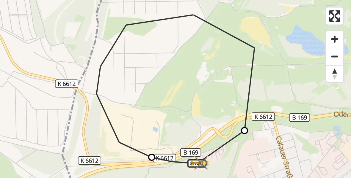Flugroute Ambulanzhubschrauber ADAC Luftrettungsstation Senftenberg Hubschrauberlandeplatz - ADAC Luftrettungsstation Senftenberg Hubschrauberlandeplatz, 13 Oktober 2026, 17:21