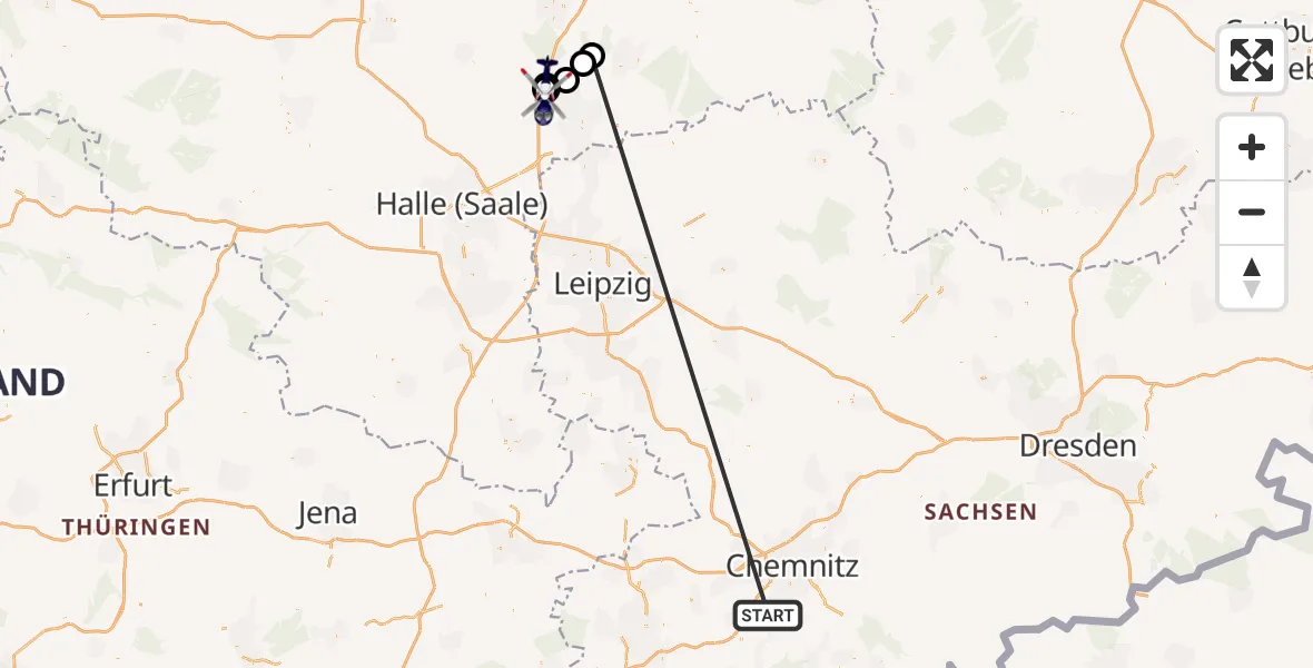 Flugroute Polizeihubschrauber Jahnsdorf/Erzgeb. - Bitterfeld-Wolfen, 13 Oktober 2026, 17:32