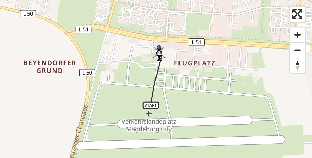 Flugroute Polizeihubschrauber Magdeburg City Flugplatz - Magdeburg, 13 Oktober 2026, 20:36