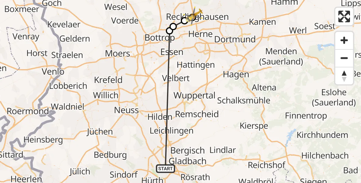 Flugroute Rettungshubschrauber Köln - Recklinghausen, 13 Oktober 2026, 20:42